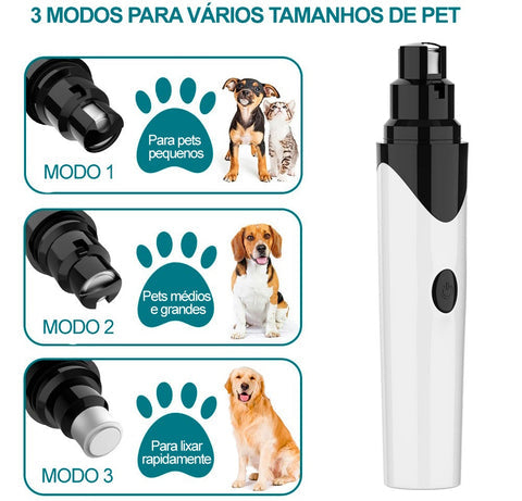 Lixador/cortador de unhas para Cachorros e Gatos recarregável USB - Lixa sem machucar seu pet!